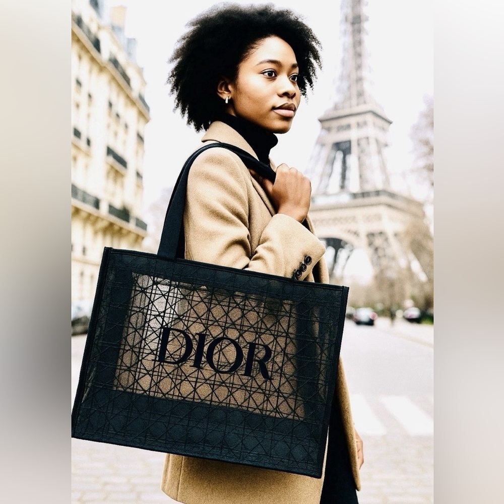 Christian Dior Tote Bag Beauty Makeup Limited VIP Gift Black Velvet Mesh - Picture 6 of 6